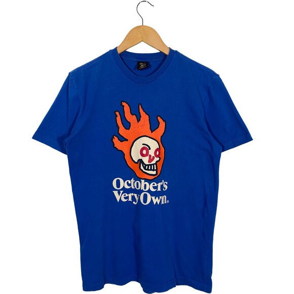 Octobers Very Own FW20 "Hot Skulls" Graphic Tee Sapphire Blue men's size small - Picture 1 of 7